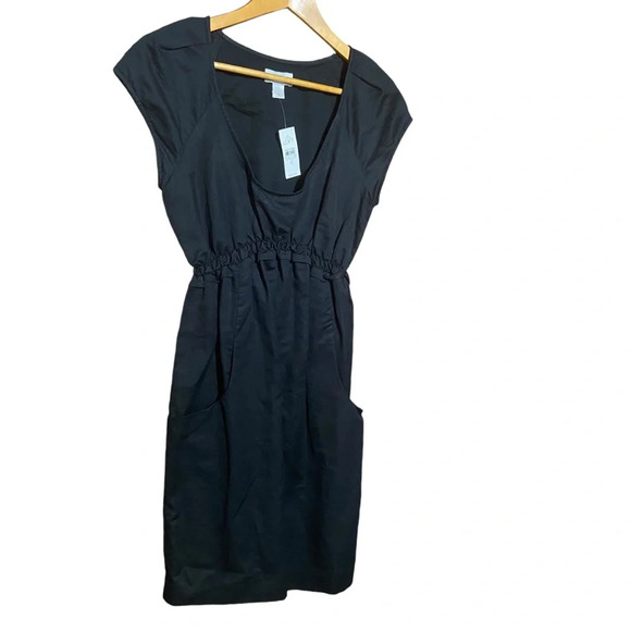 NWT LOFT ANN TAYLOR BLACK DRESS LINEN COTTON WITH POCKETS SIZE 6 - Picture 3 of 8